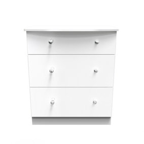 Broadway 3 Drawer Deep Chest with LED lights in White Gloss (Ready Assembled)