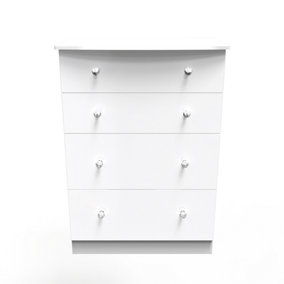 Broadway 4 Drawer Deep Chest with LED lights in White Gloss (Ready Assembled)