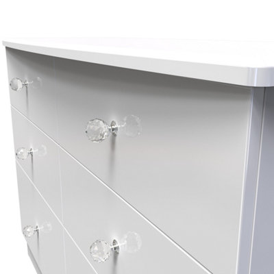Broadway 6 Drawer Wide Chest with LED lights in White Gloss (Ready Assembled)