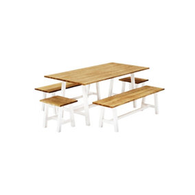 Broadway Acacia 5 piece Furniture Set - Steel - L40 x W180 x H78 cm - Wood/Cream