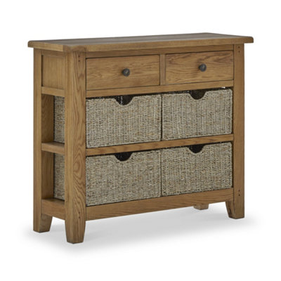 Broadway Oak 100cm Console Table with Drawers - By Roseland Furniture