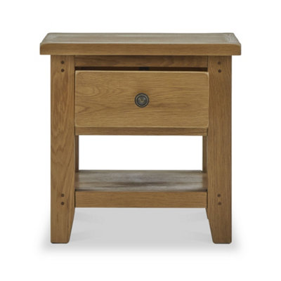 Broadway Oak 50cm Lamp Side Table with Drawer - Fully Assembled By Roseland Furniture
