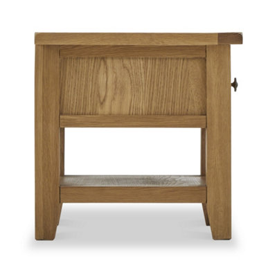 Broadway Oak 50cm Lamp Side Table with Drawer - Fully Assembled By Roseland Furniture