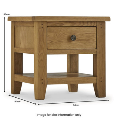 Broadway Oak 50cm Lamp Side Table with Drawer - Fully Assembled By Roseland Furniture