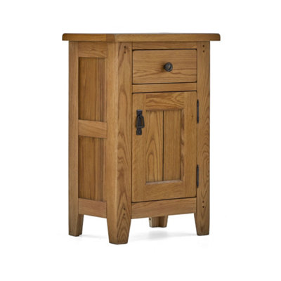 Broadway Oak Telephone Table with Cupboard - Fully Assembled By Roseland Furniutre