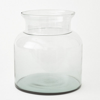 Broadwell Funnel Neck Vase - Modern Clear Glass Vase for Fresh or Artificial Flower Stem or Bouquet Arrangements - H19 x 15cm