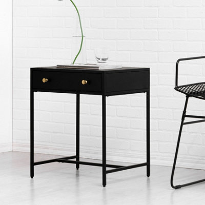 Brockwell Metal Nightstand Bedside Side Table Nightstand with Drawer in Black