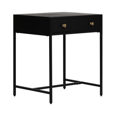 Brockwell Metal Nightstand Bedside Side Table Nightstand with Drawer in Black