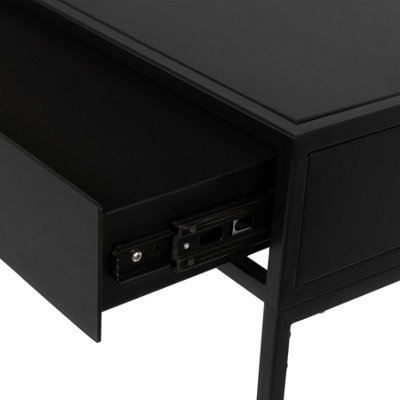 Brockwell Metal Nightstand Bedside Side Table Nightstand with Drawer in Black