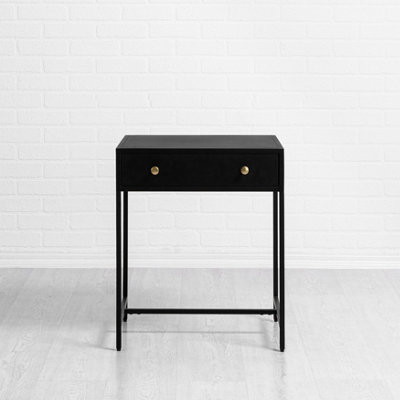 Brockwell Metal Nightstand Bedside Side Table Nightstand with Drawer in Black