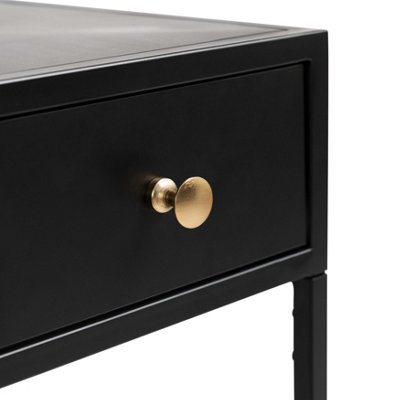 Brockwell Metal Nightstand Bedside Side Table Nightstand with Drawer in Black