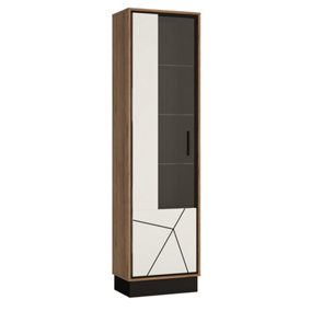 Brolo Tall glazed display cabinet (LH) With the walnut and dark panel finish