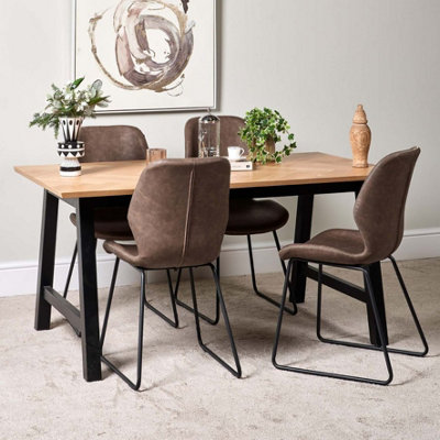 Bromley 160cm Dining Table 4 Callum Dining Chairs - Dark Brown | DIY at B&Q