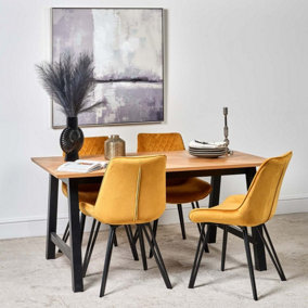 Bromley 160cm Dining Table  4 Chase Dining Chairs - Gold
