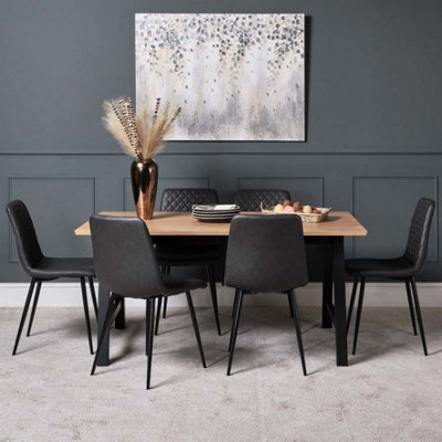 Bromley Dining Table 160cm 6 Ripley Dining Chairs - Grey | DIY at B&Q