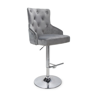 Bronco Velvet Grey Bar Stoolbreakfast bar stools DIY at B&Q