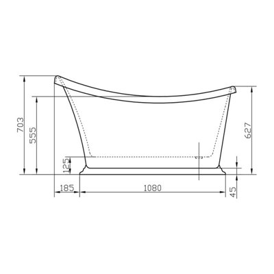 Bronte Compact Traditional Roll Top Freestanding White Acrylic Bath (L)1350mm (W)750mm