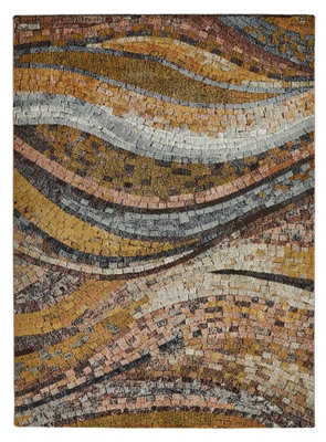 Bronze Abstract Jute Polyester Modern Living Room, Bedroom Rug - 160cm ...