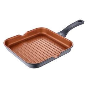 Bronze Cast Aluminium Induction Non-stick Grill Pan with Pouring Lip 28cm