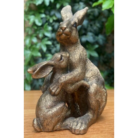 Bronze Effect Hare & Baby Ornament