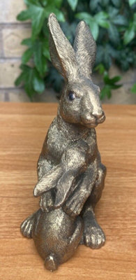 Bronze Effect Hare & Baby Ornament