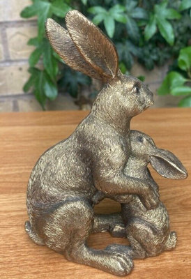 Bronze Effect Hare & Baby Ornament - 3