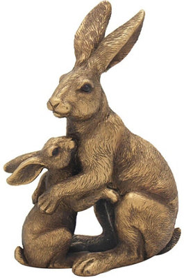 Bronze Effect Hare & Baby Ornament - 7