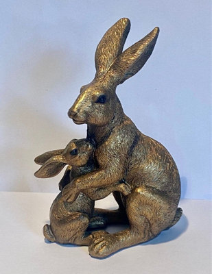 Bronze Effect Hare & Baby Ornament - 8