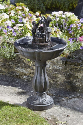 Bronze Effect Table Water Feature Fountain for Garden Freestanding Tipping Pail Cascade Patio Lawn Centrepiece