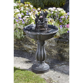 Bronze Effect Table Water Feature Fountain for Garden Freestanding Tipping Pail Cascade Patio Lawn Centrepiece
