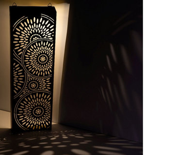 Bronze Garden Wall Art Solar Light Panel Light Up Garden Wall Decoration 60cm