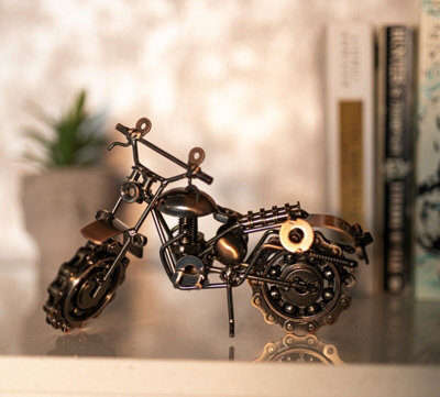 Bronze Metal Nuts & Bolts Scrambler Motorbike Sculpture