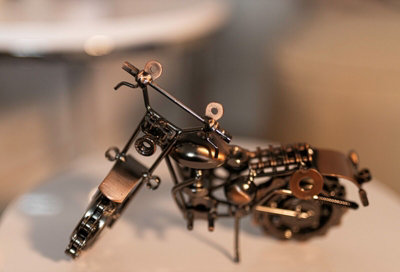 Bronze Metal Nuts & Bolts Scrambler Motorbike Sculpture - 8