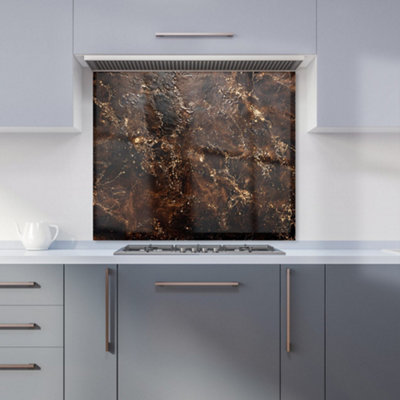 Bronze Quartz Effect Premium Glass Kitchen Splashback W700mm x H650mm