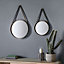 Bronze Round Wall Mirrors With Hanging Strap (Set of 2) - SE Home