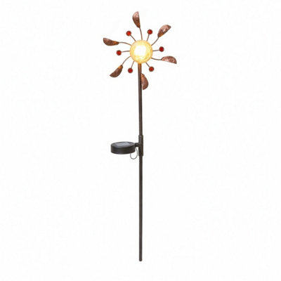 Bronze Solar Wind Spinner LED Light Display, Solar Powered Glass Ball ...