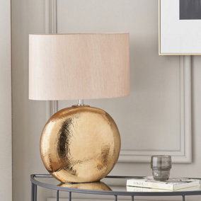 Bronze Textured Ceramic Table Lamp With Taupe Shade