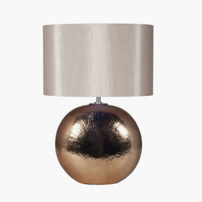 Bronze Textured Ceramic Table Lamp With Taupe Shade