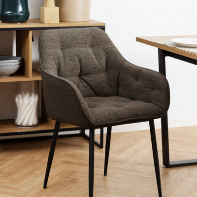 Brooke Dining Chair with Armrest in Taupe.