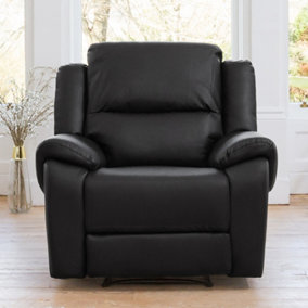 Brookhaven 100cm Wide Black Bonded Leather Electric Reclining Arm Chair