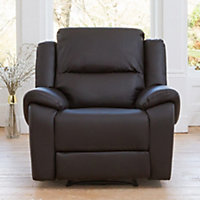 Brookhaven 100cm Wide Brown Bonded Leather Electric Reclining Arm Chair