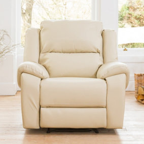 Brookhaven 100cm Wide Cream Bonded Leather Electric Reclining Arm Chair