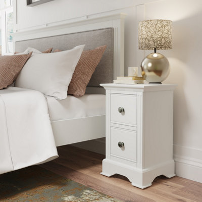 Brooklea Fully Assembled Compact Petite 2 Drawer White Pine with MDF Bedside Table
