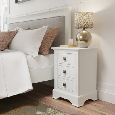 Brooklea Fully Assembled Large Bedside Table 3 Drawer Storage White Pine with MDF Nightstand