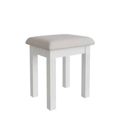 Brooklea Padded Upholstered Dressing Table Vanity Stool White Pine with MDF