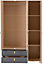 Brooklyn 3 Door 2 Drawer Mirrored Wardrobe - L51.5 x W120 x H190 cm - Oak Effect/Grey