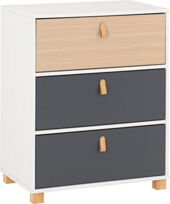 Brooklyn 3 Drawer Chest in Oak Effect and Grey Finish