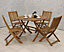 Brooklyn 4 Seater Manhattan Armless Chair with Round Folding Table Dining Set - Acacia Hardwood - Natural Oil Finish