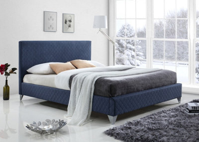 Brooklyn 4FT6 Double Blue Fabric Bed