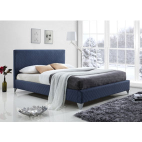 Brooklyn 4FT6 Double Blue Fabric Bed